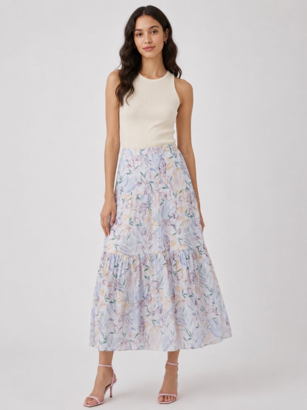 Maje printed voile crinkle-effect floral skirt
